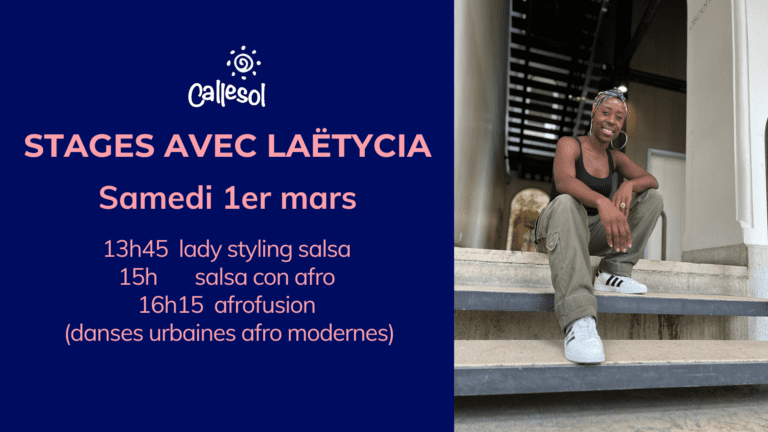 Stages avec Laëtycia, de la célèbre école Dancefloor en Suisse, lady styling, salsa con afro, afrofusion